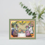 七面鳥素晴らしの食事、感謝祭の鳥ユーモア シーズンポストカード (スタンド正面)