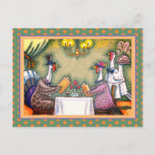 七面鳥素晴らしの食事、感謝祭の鳥ユーモア シーズンポストカード (正面)