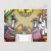 七面鳥素晴らしの食事、感謝祭の鳥ユーモア シーズンポストカード (正面)