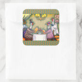 七面鳥素晴らしの食事、感謝祭の鳥ユーモア スクエアシール (バッグ)