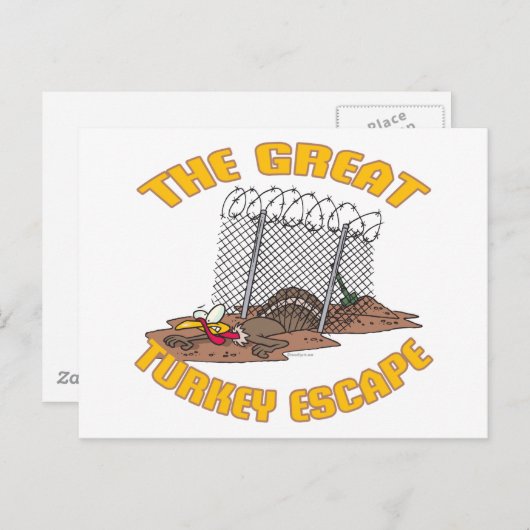 七面鳥素晴らしは感謝祭の日のユーモアから逃れる シーズンポストカード (正面/裏面)