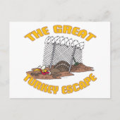 七面鳥素晴らしは感謝祭の日のユーモアから逃れる シーズンポストカード (正面)