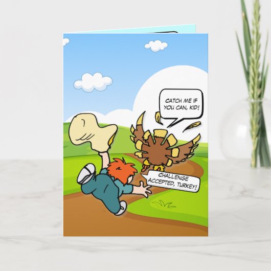 七面鳥素晴らしは感謝祭を追おもしろいう シーズンカード (正面)