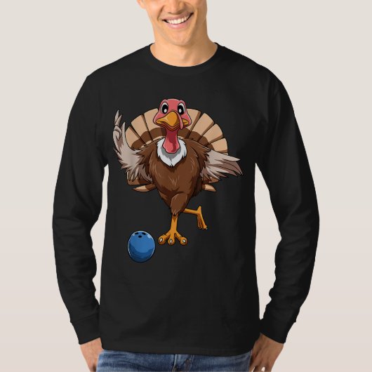 七面鳥 ボウリング 感謝祭 七面鳥 ボウリングをする Tシャツ (正面)