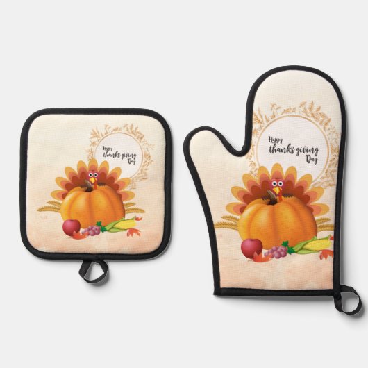 七面鳥 鍋つかみ&鍋敷きセット (正面)