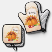 七面鳥 鍋つかみ&鍋敷きセット (正面/裏面)