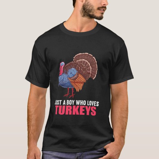 七面鳥T七面鳥を愛する男の子 Tシャツ (正面)