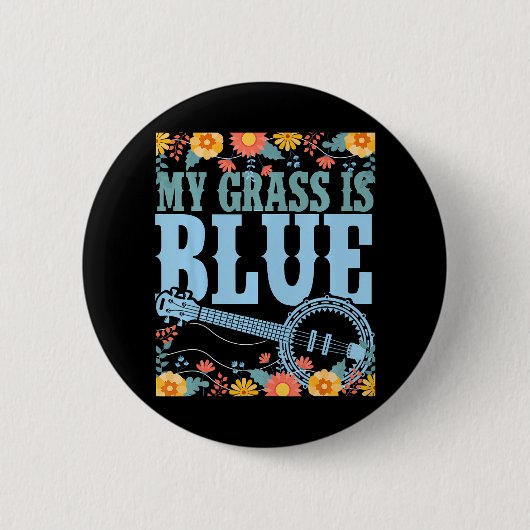 万丈クール花ヴィンテージ弦楽青草 缶バッジ (正面)