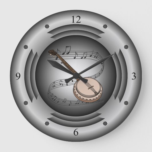 万丈~ミュージカル巻き上げ~銀の話し方~ ラージ壁時計 (正面)