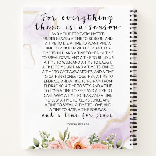 万事のために、エクレシアステス3:1-8 ノートブック (裏面)