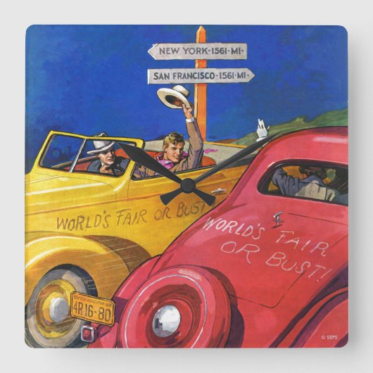 万国博覧会かバスト スクエア壁時計 (正面)