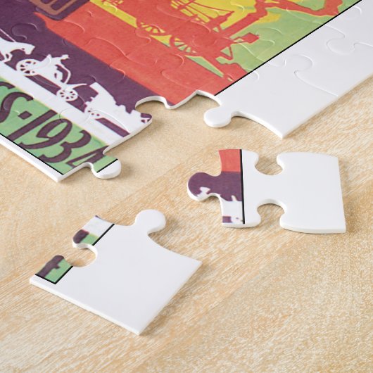 万国博覧会のシカゴのヴィンテージ旅行ポスターアートワーク ジグソーパズル (側面)