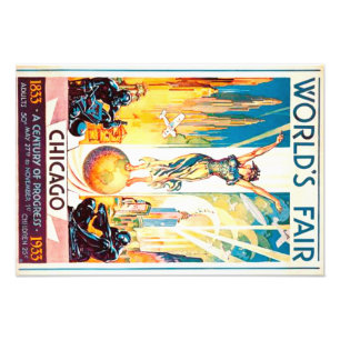 万国博覧会のシカゴ1933年の広告ポスター フォトプリント