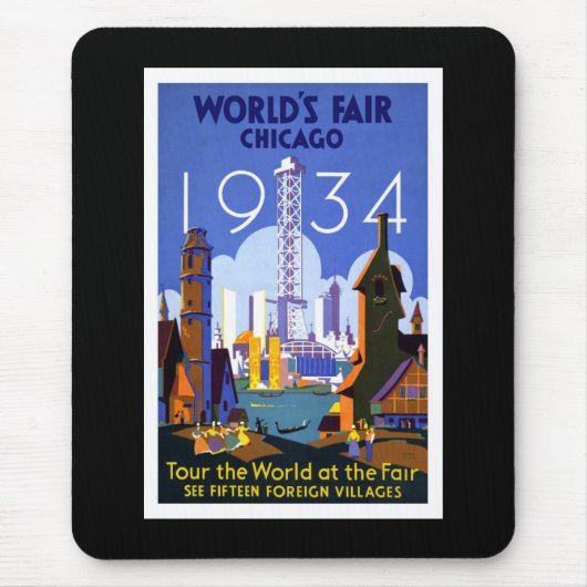 "万国博覧会、シカゴ1934年"のヴィンテージ マウスパッド (正面)