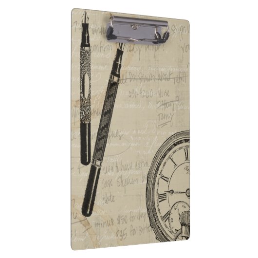 万年筆と注記付き時計面 クリップボード (右)