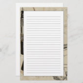 万年筆と注記付き時計面 便箋 (正面/裏面)