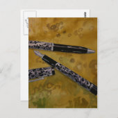 万年筆のアンティーク ポストカード (正面/裏面)