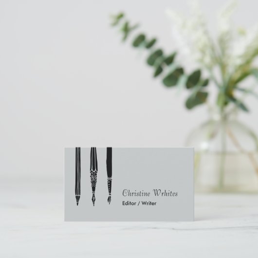 万年筆のクイル作家の作家 名刺 (スタンド正面)