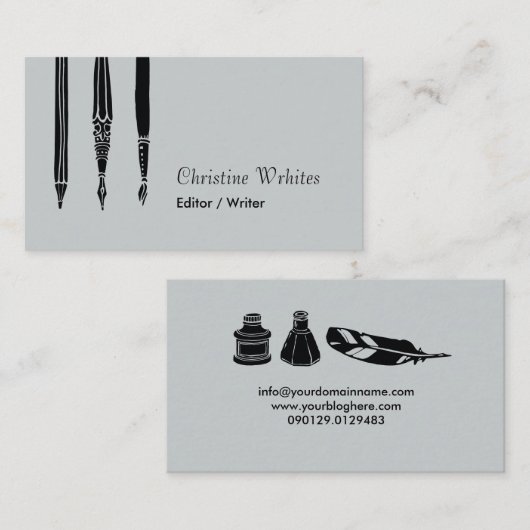 万年筆のクイル作家の作家 名刺 (正面/裏面)