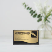 万年筆のロゴ |金属製金ゴールドトリム 名刺 (スタンド正面)