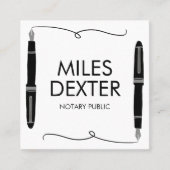 万年筆の署名ロゴ公証人公証人 スクエア名刺 (正面)