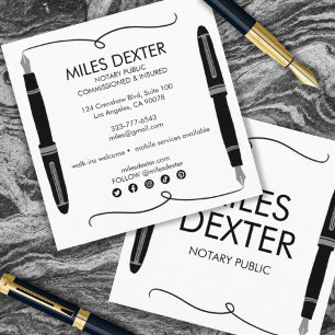 万年筆の署名ロゴ公証人公証人 スクエア名刺