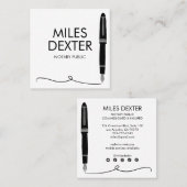 万年筆の署名ロゴ公証人公証人 スクエア名刺 (正面/裏面)