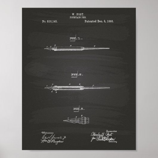 万年筆1893特許技術Chalkboard ポスター (正面)