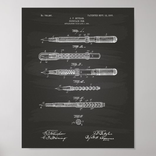 万年筆1905年特許技術Chalkboard ポスター (正面)