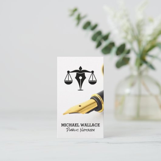 万年筆 | 法律ロゴ 名刺 (スタンド正面)