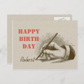 万年筆CC0820誕生日を持つ男性の手 ポストカード (正面/裏面)