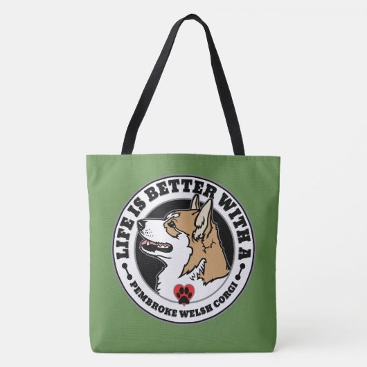 万歳のウェルシュコーギーで命が縮まる トートバッグ (正面)
