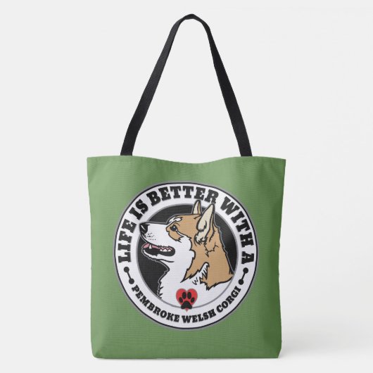 万歳のウェルシュコーギーで命が縮まる トートバッグ (裏面)