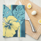 万歳のビーチのハワイのハイビスカスの台所タオル キッチンタオル (四つ折り)