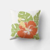 万歳のビーチのハワイのハイビスカスの正方形の枕 クッション (裏面)