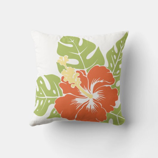 万歳のビーチのハワイのハイビスカスの正方形の枕 クッション (裏面)