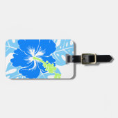 万歳のビーチのハワイのハイビスカスの花柄 ラゲッジタグ (正面横)