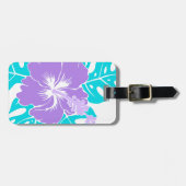万歳のビーチのハワイのハイビスカスの花柄 ラゲッジタグ (正面横)