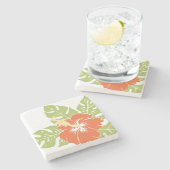 万歳のビーチのハワイのハイビスカスのTikiのバーのコースター ストーンコースター (横)