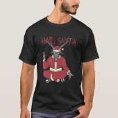 万歳サンタブスクリスマスセーターロックメタルサタン Tシャツ (正面)