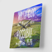 万物は聖書の詩聖なる書物、 経典 スクエア壁時計 (傾斜)