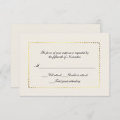 万能カスタムなアイボリーおよび金ゴールドの応答カード 出欠カード (正面/裏面)