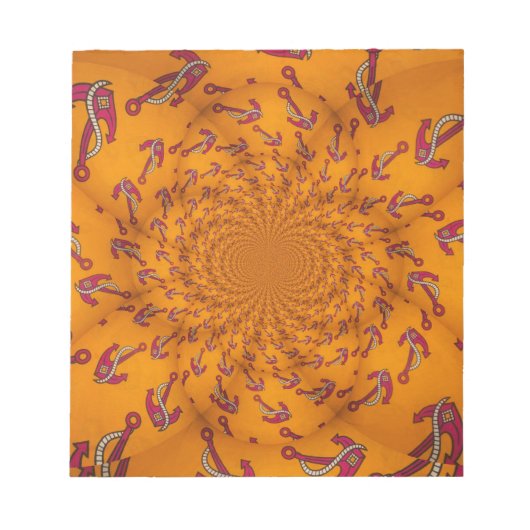 万華鏡のように千変万化するパターンいかりアートプリント ノートパッド (正面)