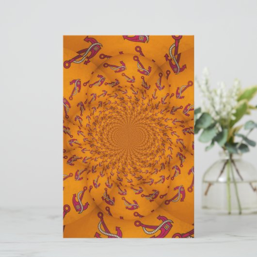 万華鏡のように千変万化するパターンいかりアートプリント 便箋 (スタンド正面)