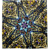 万華鏡のように千変万化するパターンに囲まれた花漫画 シャワーカーテン (正面)