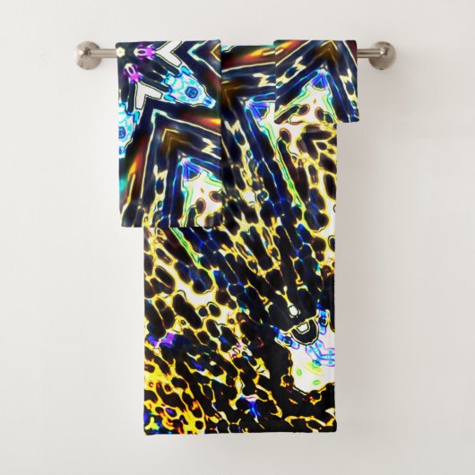 万華鏡のように千変万化するパターンに囲まれた花漫画 バスタオルセット (インサイチュ)