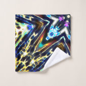 万華鏡のように千変万化するパターンに囲まれた花漫画 バスタオルセット (ウォッシュタオル)