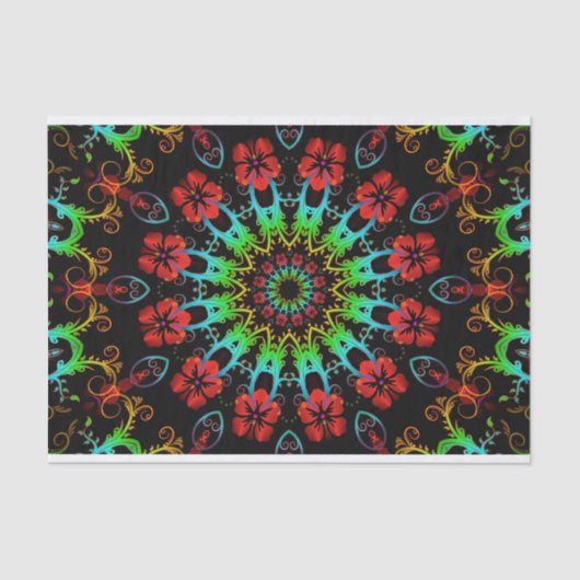 万華鏡のように千変万化するパターンの花のハイビスカスII + あなたのアイディア 薄葉紙 (正面)