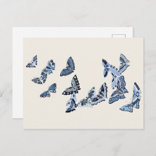 万華鏡のように千変万化するパターンの青日本の蝶 ポストカード (正面/裏面)