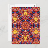 万華鏡のように千変万化するパターンはがきブルーとシナモンブラウン ポストカード (正面/裏面)